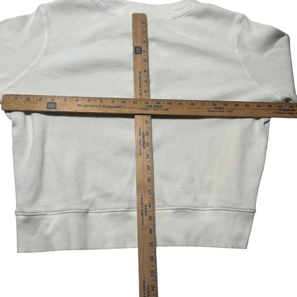 Pact Organic Cotton Waffle Knit Henley Top White Long Sleeve Large - Picture 2 of 4